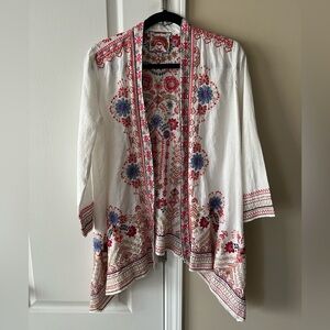 Johnny Was Frédérique Linen Draped Open Cardigan